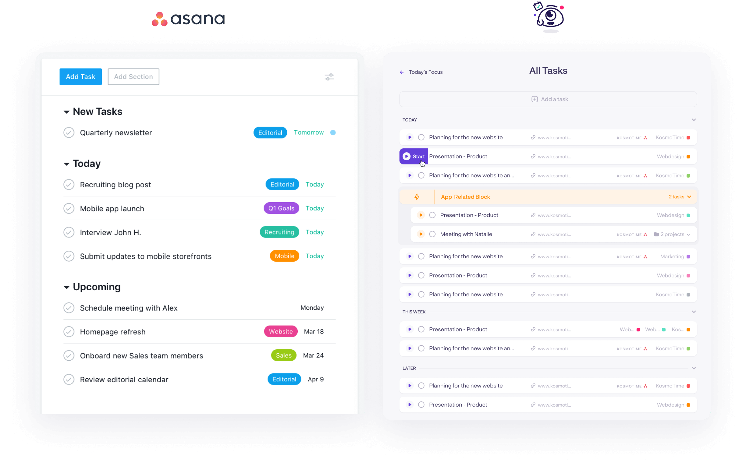 asana compar with kosmo